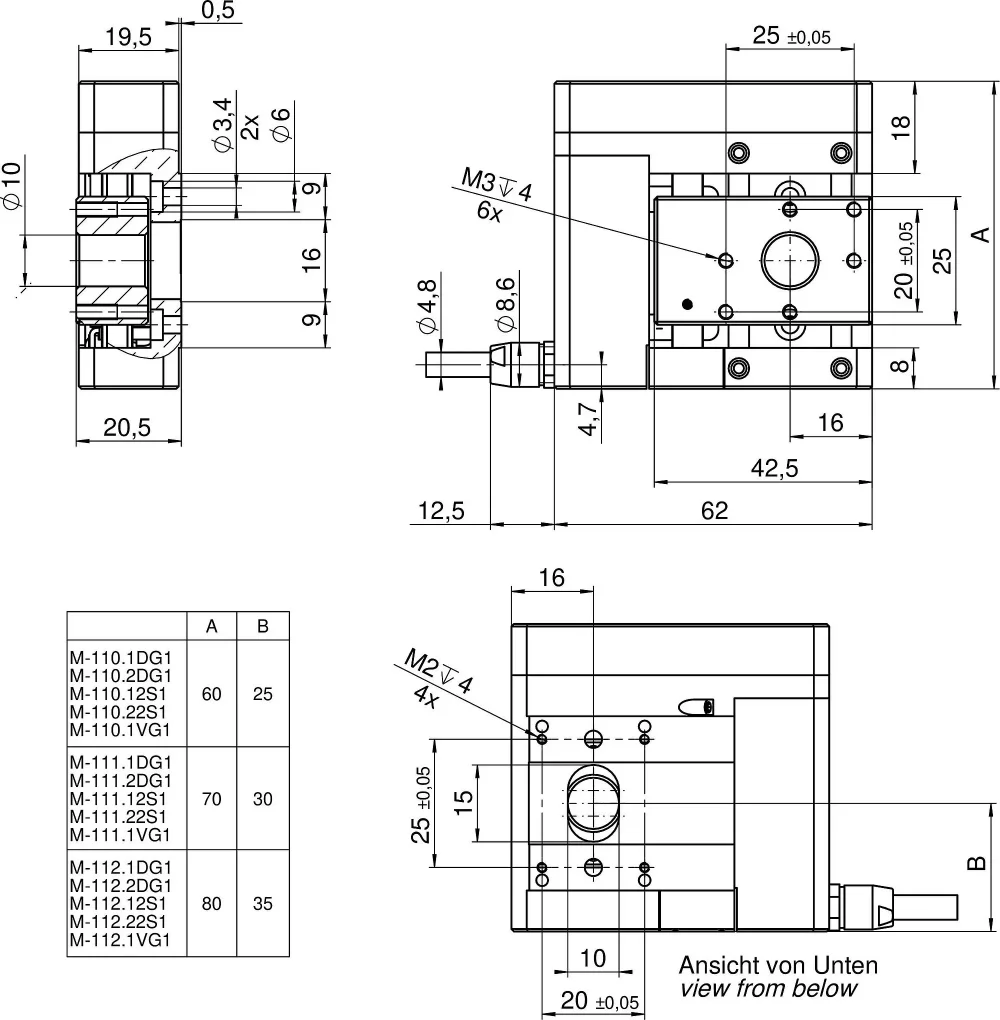 M-11x.xxx1, dimensions in mm