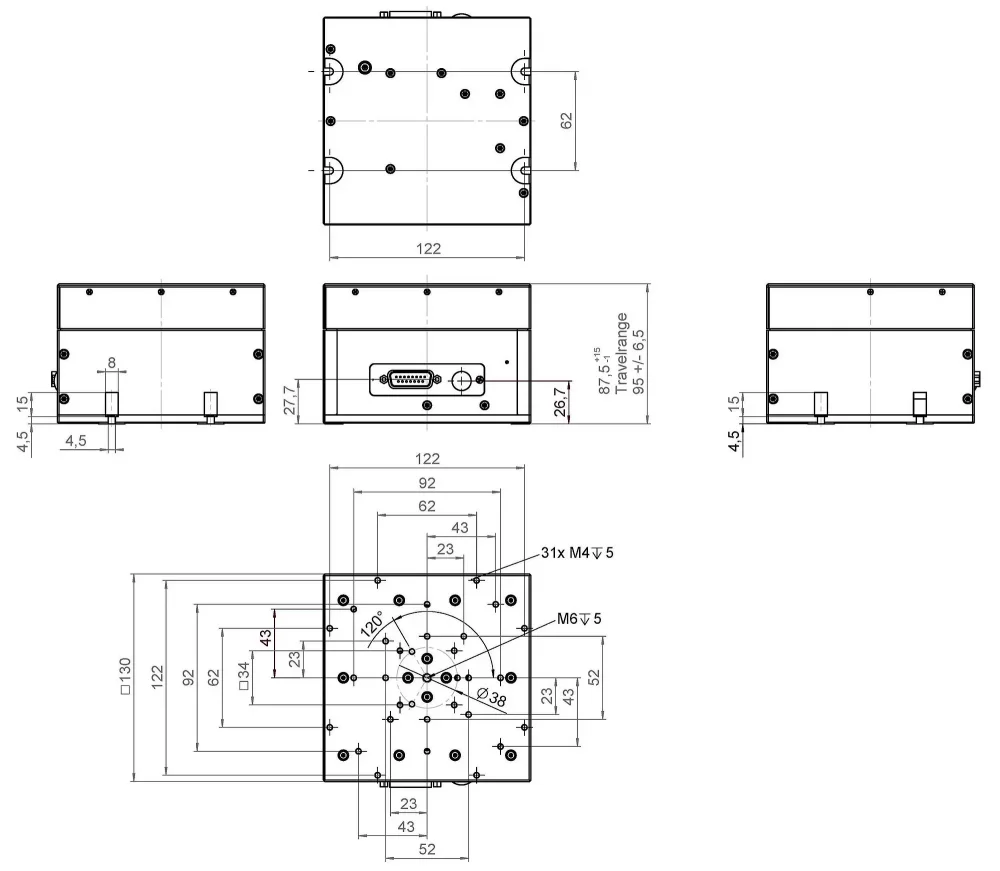 M-501, dimensions in mm. Note that a comma is used in the drawings instead of a decimal point.