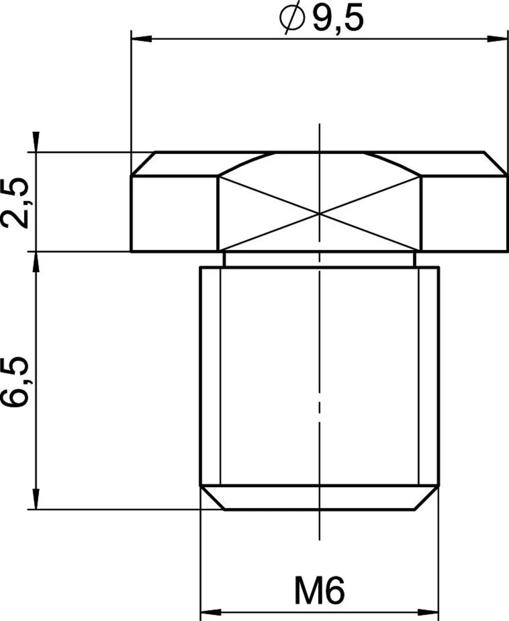 Dimensions of the flat tip M23550107 (included). Note that a comma is used in the drawing instead of a decimal point.