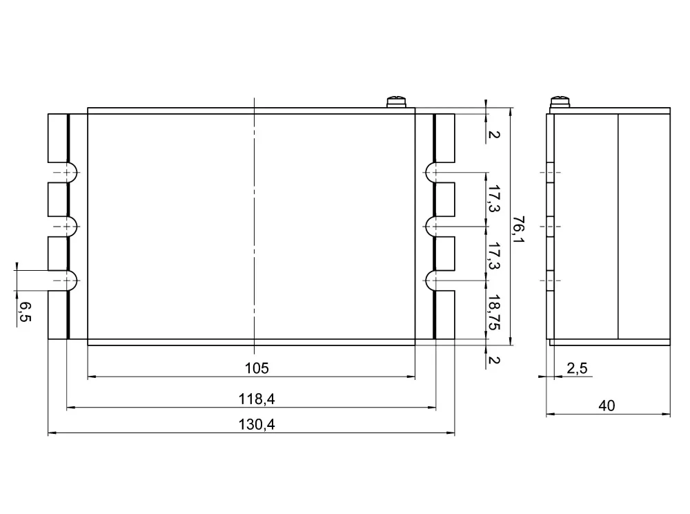 E-852.10, dimensions in mm. Note that a comma is used in the drawings instead of a decimal point.