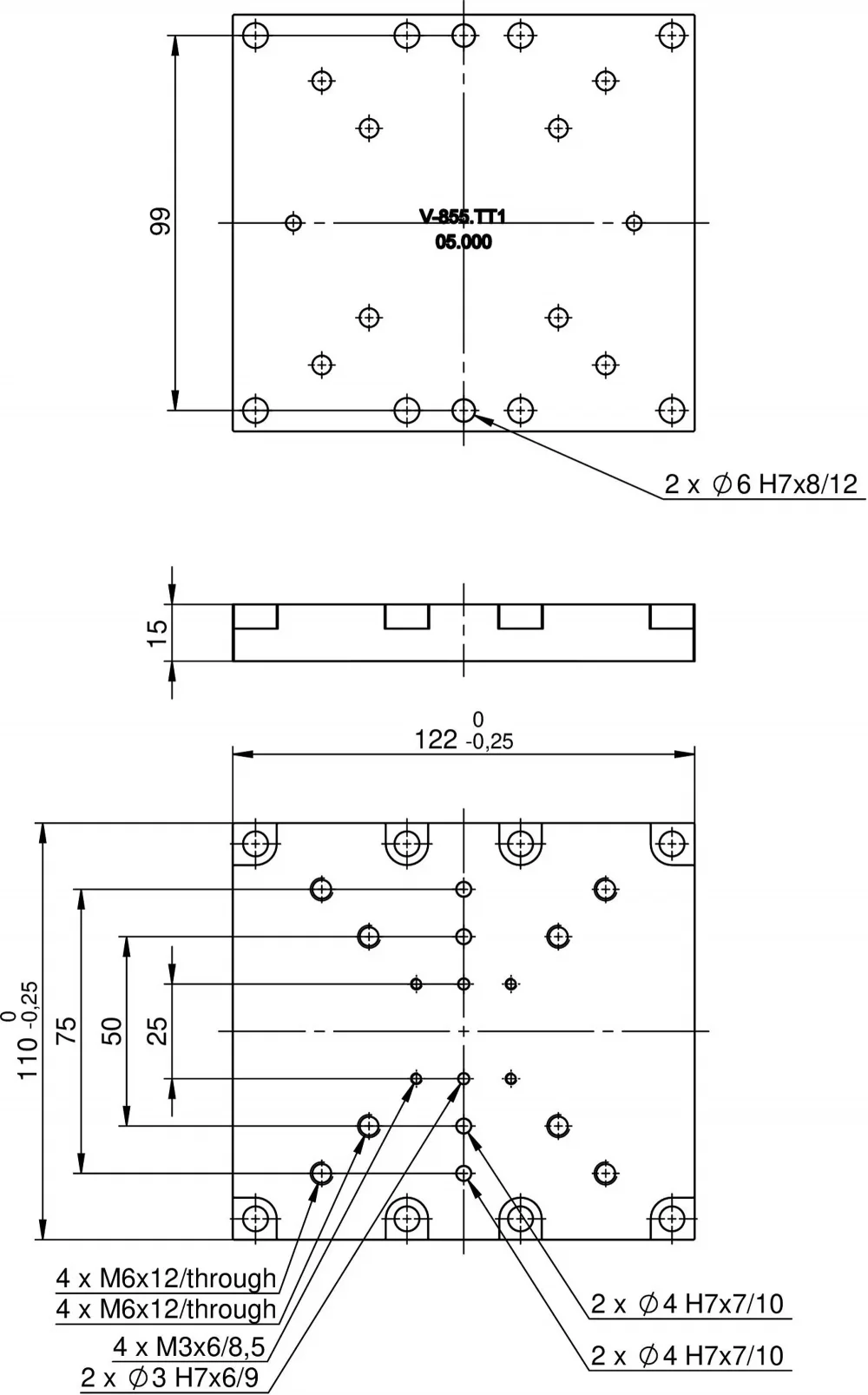 V-855.TT1, dimensions in mm